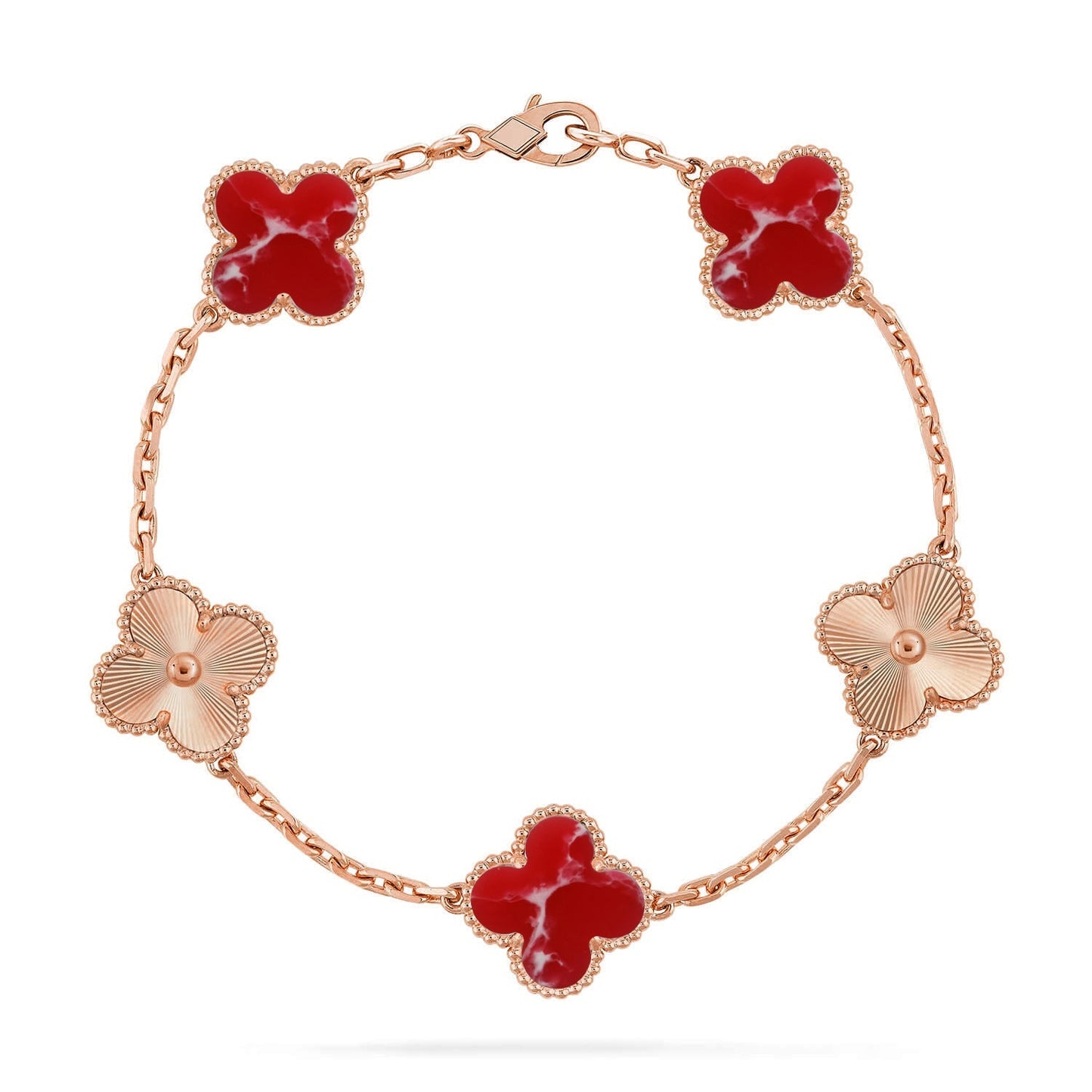 [Peak]LUCKY CLOVER 5-MOTIF BRACELET - RED LARIMAR COLLECTION