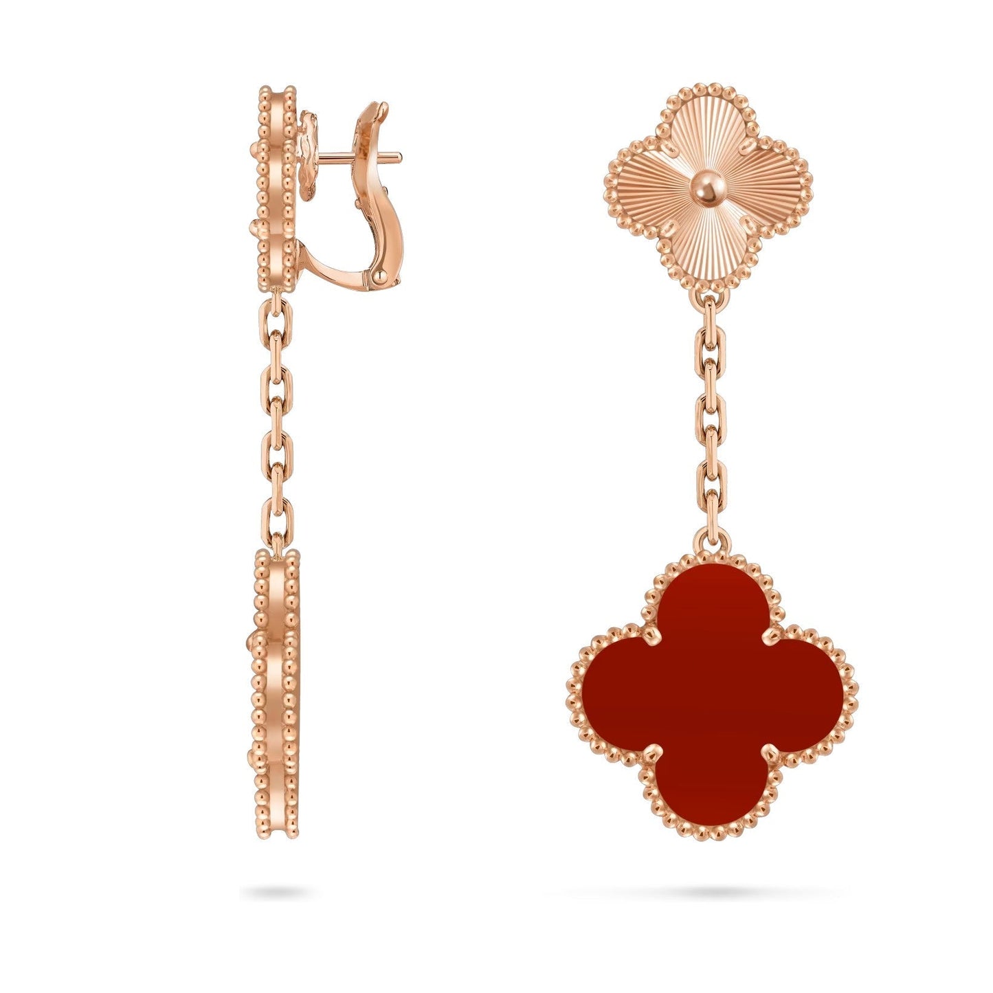 [Peak]CLOVER DUAL-MOTIF STATEMENT STUD EARRINGS - DOUBLE-CHARM COLLECTION