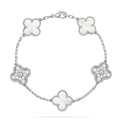 [Peak]LUCKY CLOVER 5-MOTIF BRACELET - WHITE MOTHER-OF-PEARL COLLECTION