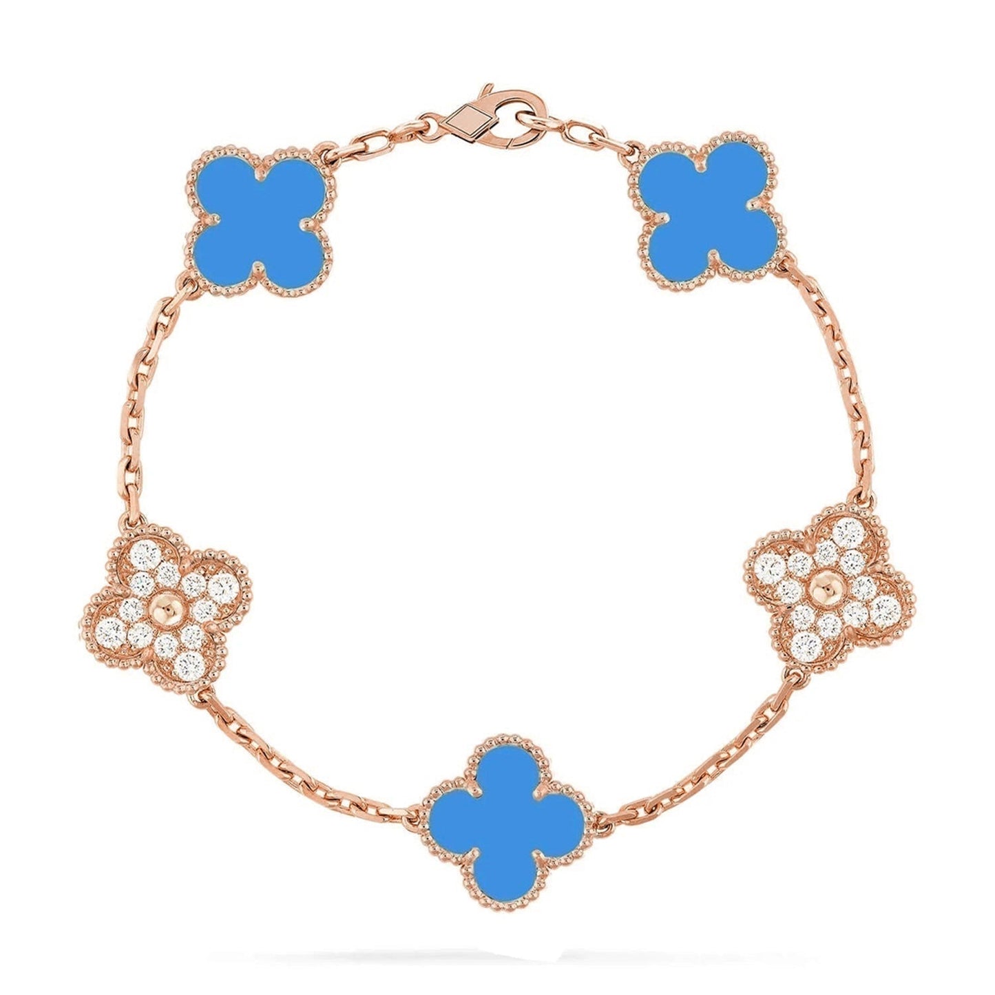 [Peak]LUCKY CLOVER 5-MOTIF BRACELET - BLUE AGATE COLLECTION