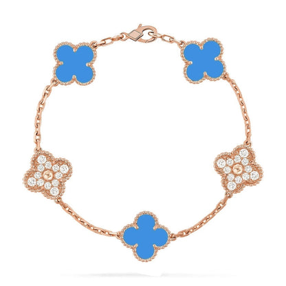 [Peak]LUCKY CLOVER 5-MOTIF BRACELET - BLUE AGATE COLLECTION