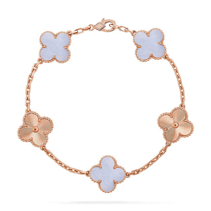 [Peak]LUCKY CLOVER 5-MOTIF BRACELET - PURPLE CHALCEDONY COLLECTION