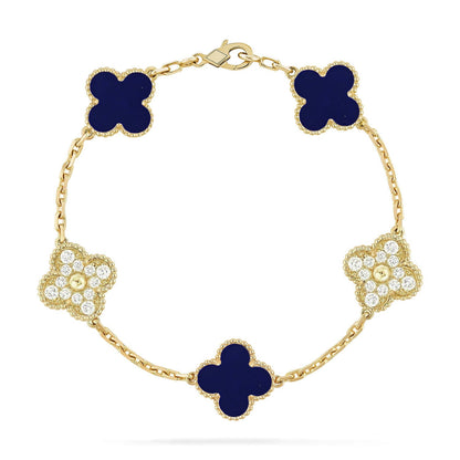 [Peak]LUCKY CLOVER 5-MOTIF BRACELET - LAPIS LAZULI COLLECTION