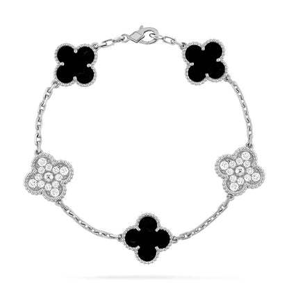 [Peak]LUCKY CLOVER 5-MOTIF BRACELET - BLACK OXNY COLLECTION