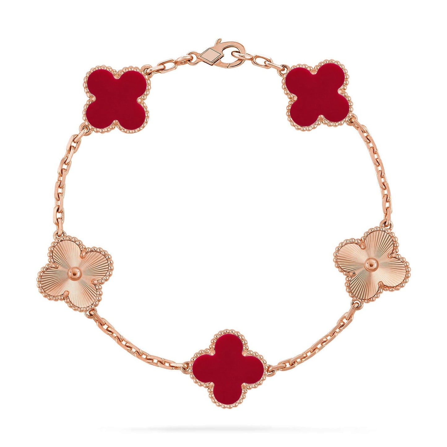 [Peak]LUCKY CLOVER 5-MOTIF BRACELET - RED CARNELIAN COLLECTION
