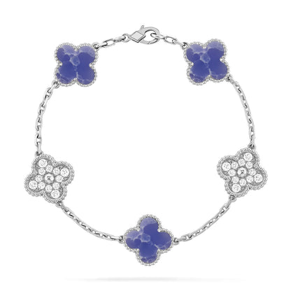 [Peak]LUCKY CLOVER 5-MOTIF BRACELET - BLUE LARIMAR COLLECTION