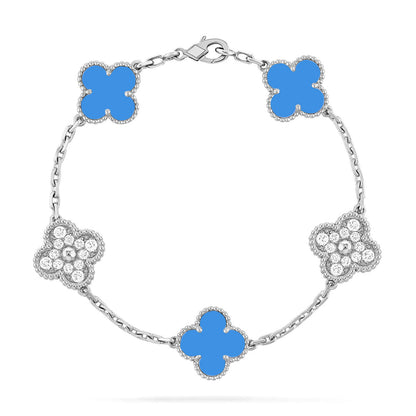 [Peak]LUCKY CLOVER 5-MOTIF BRACELET - BLUE AGATE COLLECTION