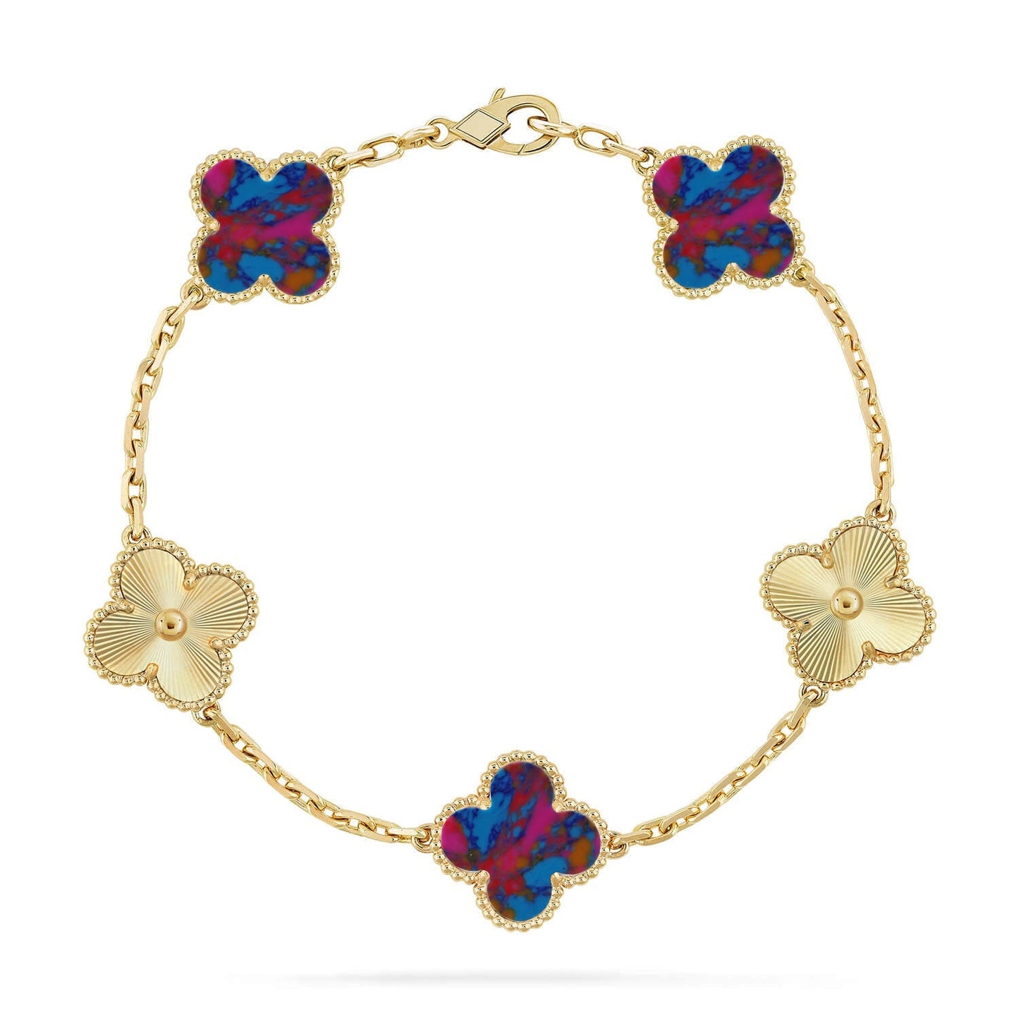 [Peak]LUCKY CLOVER 5-MOTIF BRACELET - MULTI-GEM COLLECTION