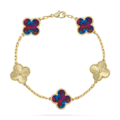 [Peak]LUCKY CLOVER 5-MOTIF BRACELET - MULTI-GEM COLLECTION