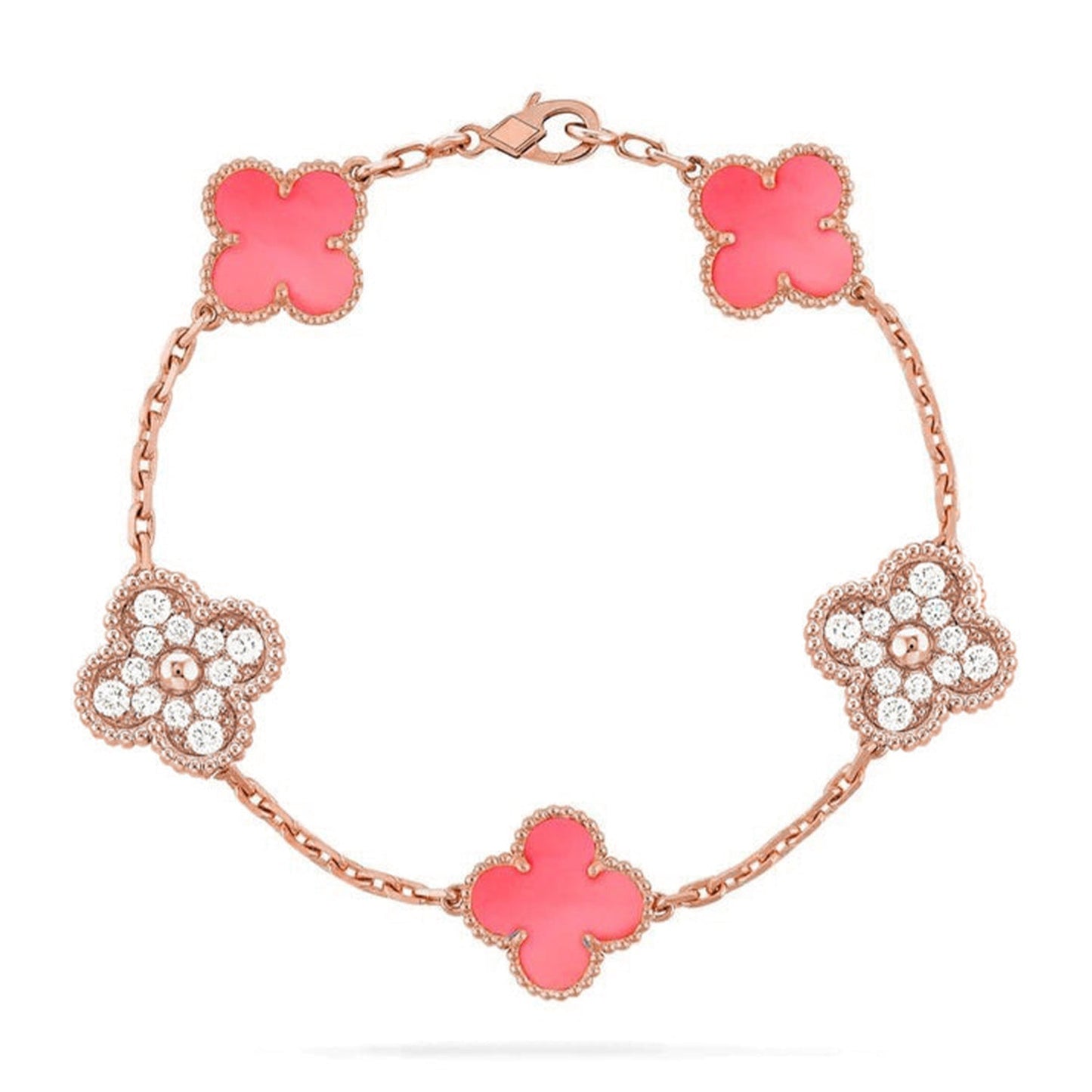 [Peak]LUCKY CLOVER 5-MOTIF BRACELET - PINK MOTHER-OF-PEARL COLLECTION