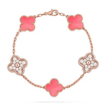 [Peak]LUCKY CLOVER 5-MOTIF BRACELET - PINK MOTHER-OF-PEARL COLLECTION