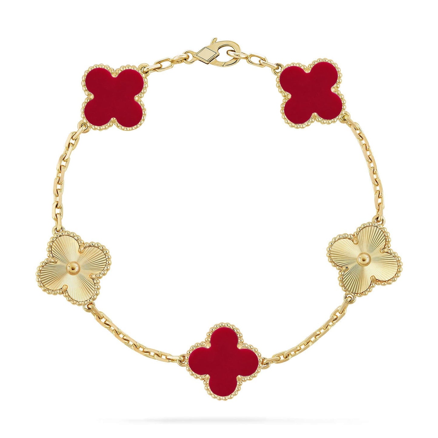 [Peak]LUCKY CLOVER 5-MOTIF BRACELET - RED CARNELIAN COLLECTION