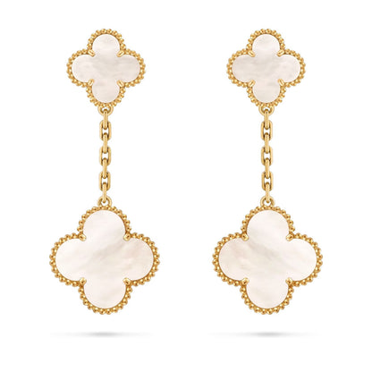 [Peak]CLOVER DUAL-MOTIF STATEMENT STUD EARRINGS - DOUBLE-CHARM COLLECTION