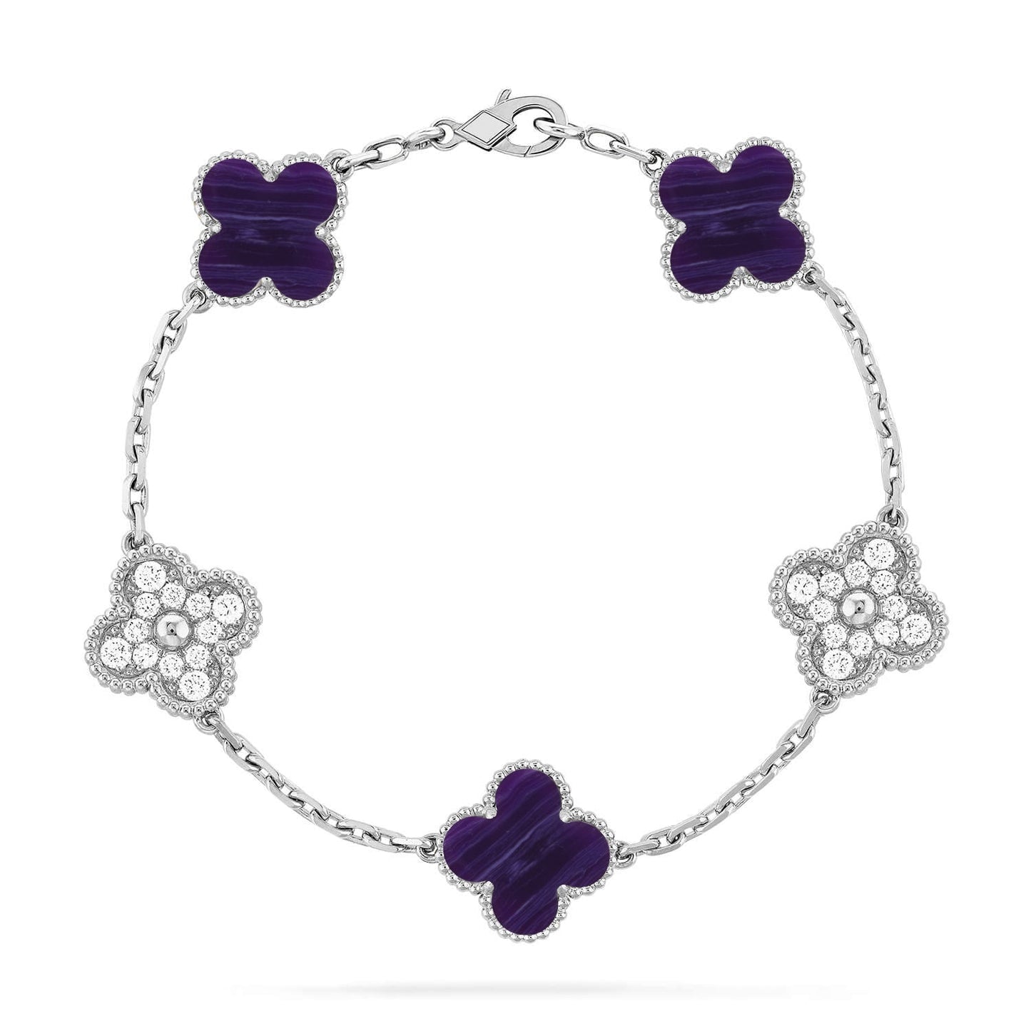 [Peak]LUCKY CLOVER 5-MOTIF BRACELET - CHAROITE COLLECTION