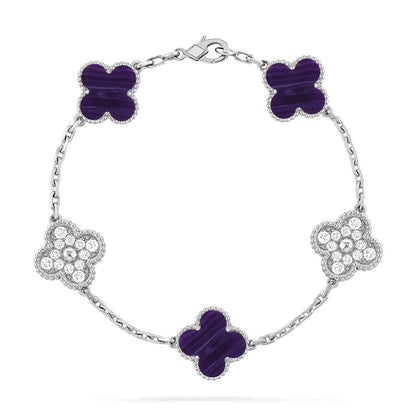 [Peak]LUCKY CLOVER 5-MOTIF BRACELET - CHAROITE COLLECTION