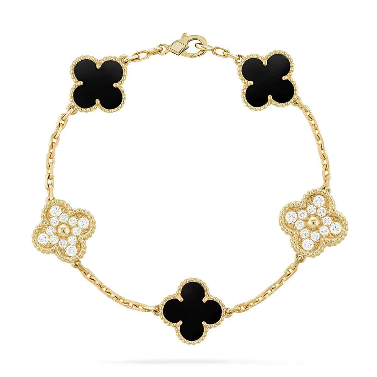 [Peak]LUCKY CLOVER 5-MOTIF BRACELET - BLACK OXNY COLLECTION