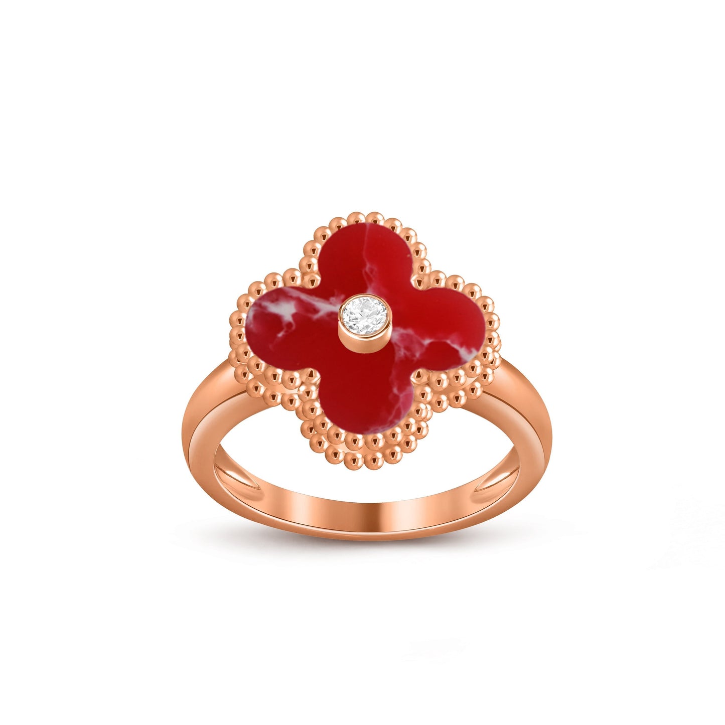[Peak]LUCKY CLOVER DIAMOND-ACCENT ROSE GOLD RING COLLECTION