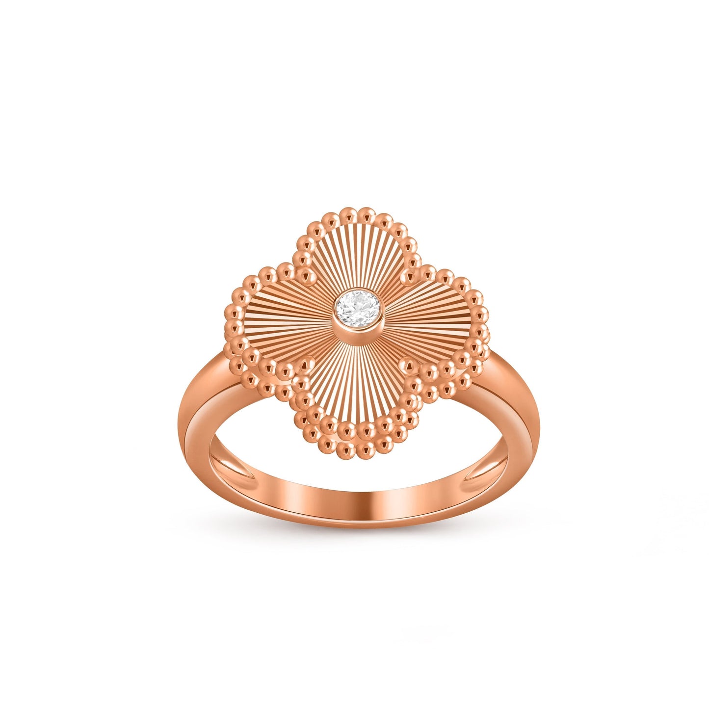 [Peak]LUCKY CLOVER DIAMOND-ACCENT ROSE GOLD RING COLLECTION