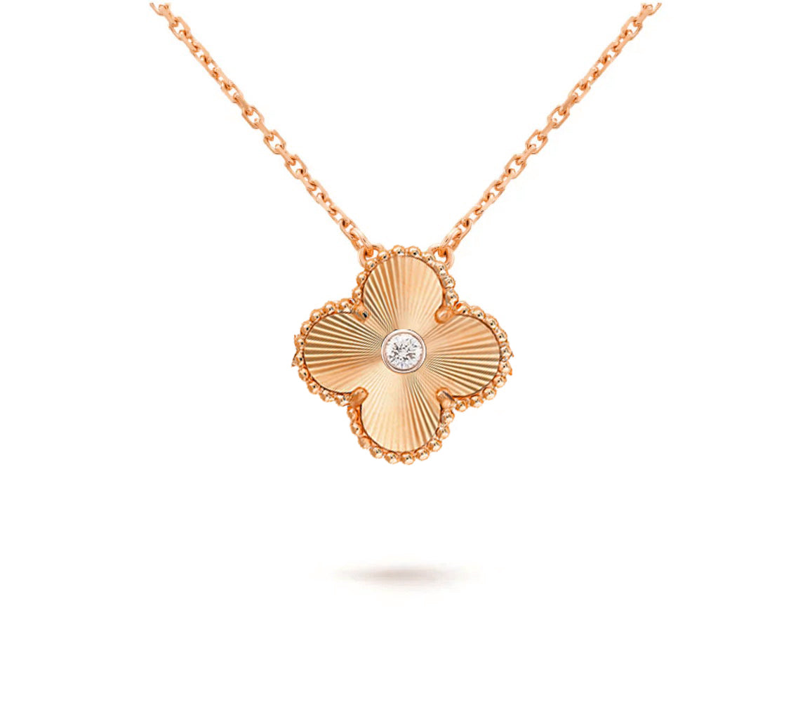 [Peak]15MM CLOVER FLOWER DIAMOND PENDANT NECKLACE COLLECTION