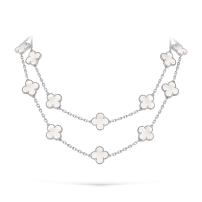 [Peak]CLASSIC 20-MOTIF LUCKY CLOVER LONG NECKLACE WHITE GOLD COLLECTION