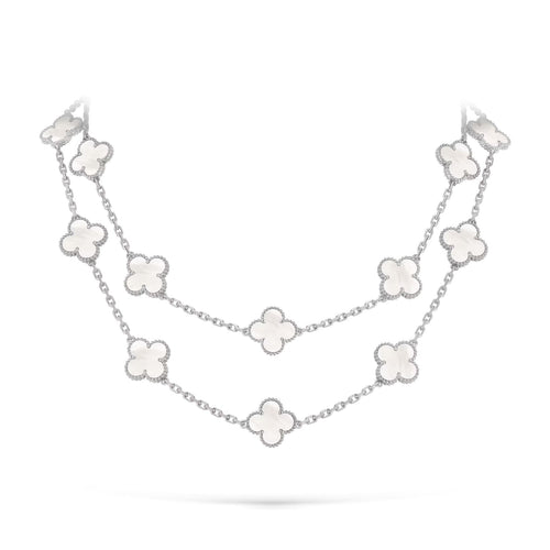 [Peak]CLASSIC 20-MOTIF LUCKY CLOVER LONG NECKLACE WHITE GOLD COLLECTION