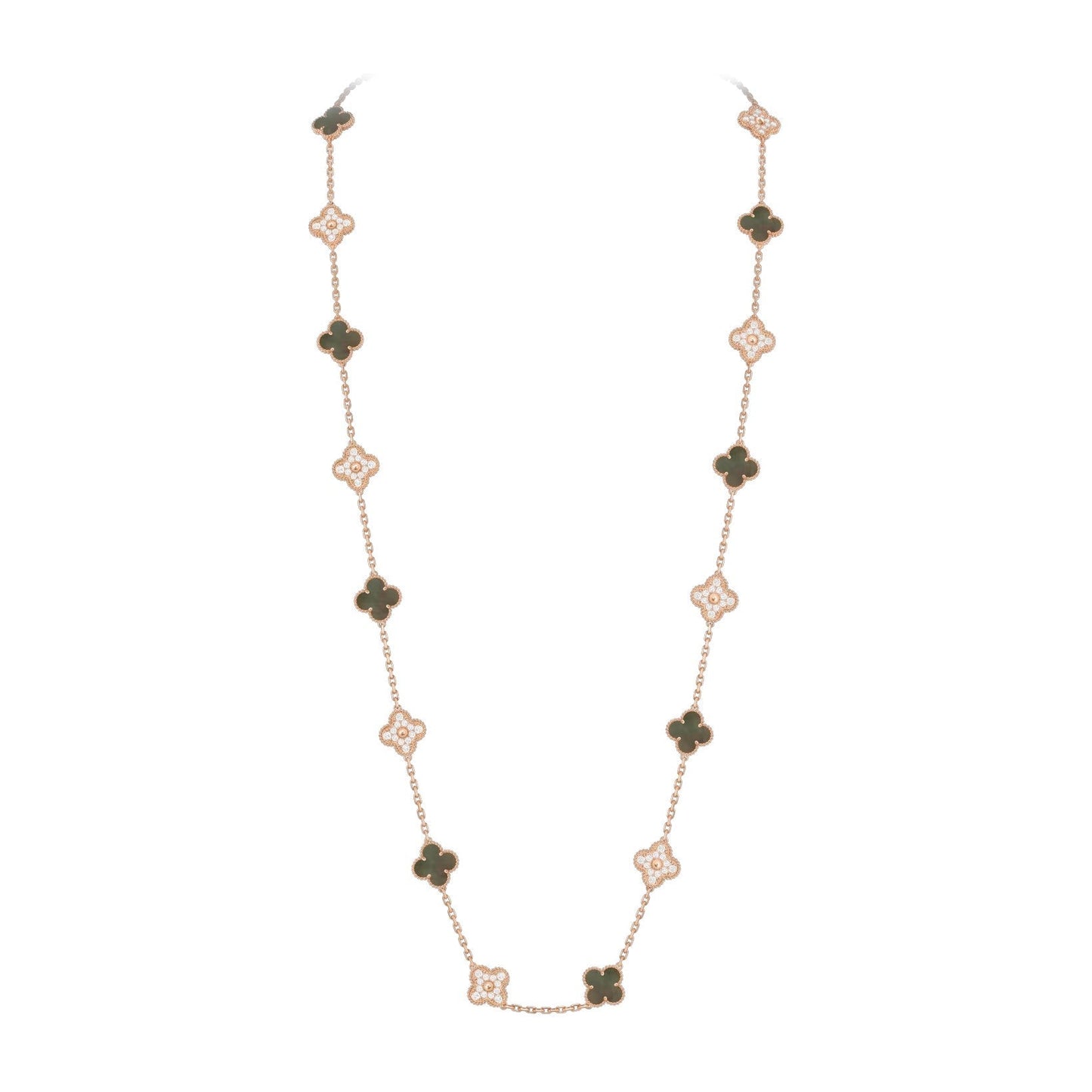[Peak]CLASSIC 20-MOTIF LUCKY CLOVER LONG NECKLACE ROSE GOLD COLLECTION