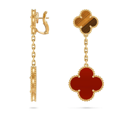 [Peak]CLOVER DUAL-MOTIF STATEMENT STUD EARRINGS - DOUBLE-CHARM COLLECTION