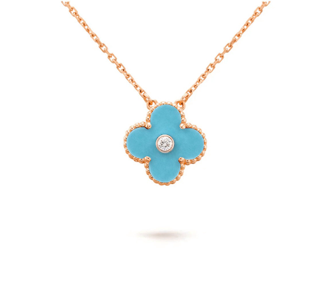 [Peak]15MM CLOVER FLOWER DIAMOND PENDANT NECKLACE COLLECTION