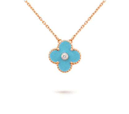 [Peak]15MM CLOVER FLOWER DIAMOND PENDANT NECKLACE COLLECTION