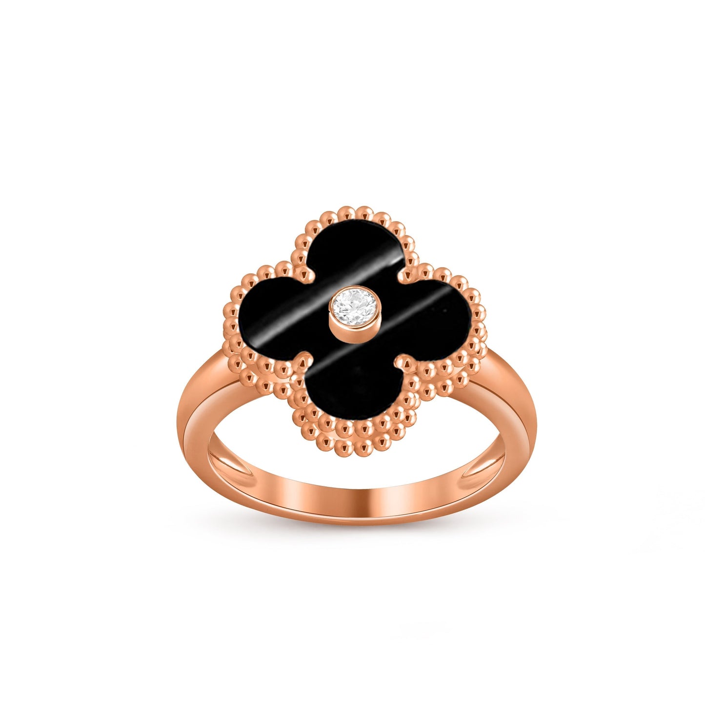 [Peak]LUCKY CLOVER DIAMOND-ACCENT ROSE GOLD RING COLLECTION