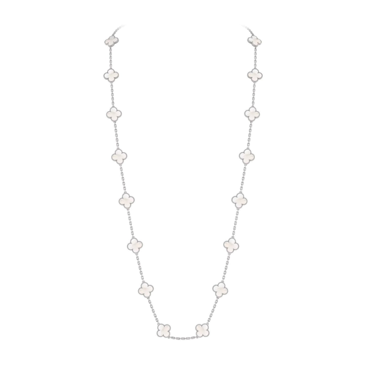 [Peak]CLASSIC 20-MOTIF LUCKY CLOVER LONG NECKLACE WHITE GOLD COLLECTION