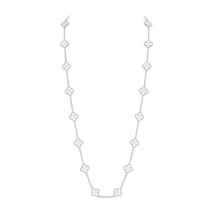 [Peak]CLASSIC 20-MOTIF LUCKY CLOVER LONG NECKLACE WHITE GOLD COLLECTION