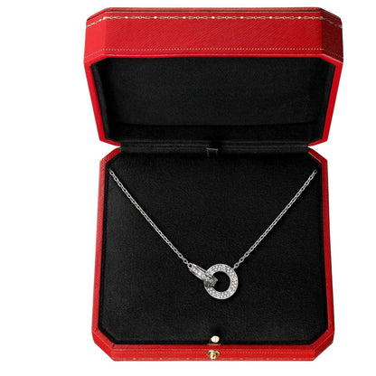 [Peak]LOVE DOUBLE-RING PENDANT FULL-PAVÉ NECKLACE
