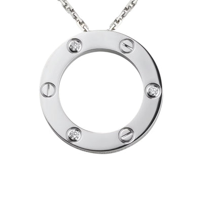 [Peak]LOVE LARGE CIRCULAR PENDANT 3-DIAMOND NECKLACE
