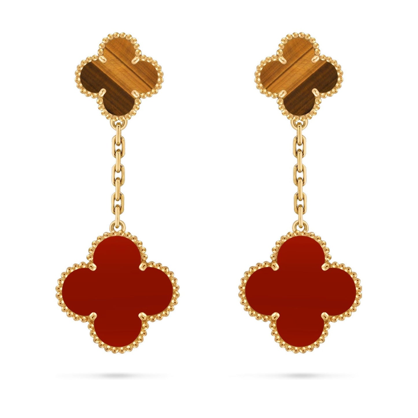 [Peak]CLOVER DUAL-MOTIF STATEMENT STUD EARRINGS - DOUBLE-CHARM COLLECTION