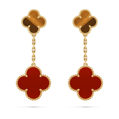 [Peak]CLOVER DUAL-MOTIF STATEMENT STUD EARRINGS - DOUBLE-CHARM COLLECTION