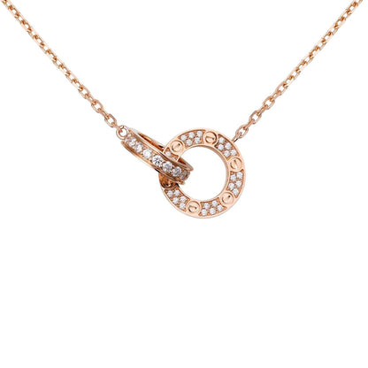 [Peak]LOVE DOUBLE-RING PENDANT FULL-PAVÉ NECKLACE