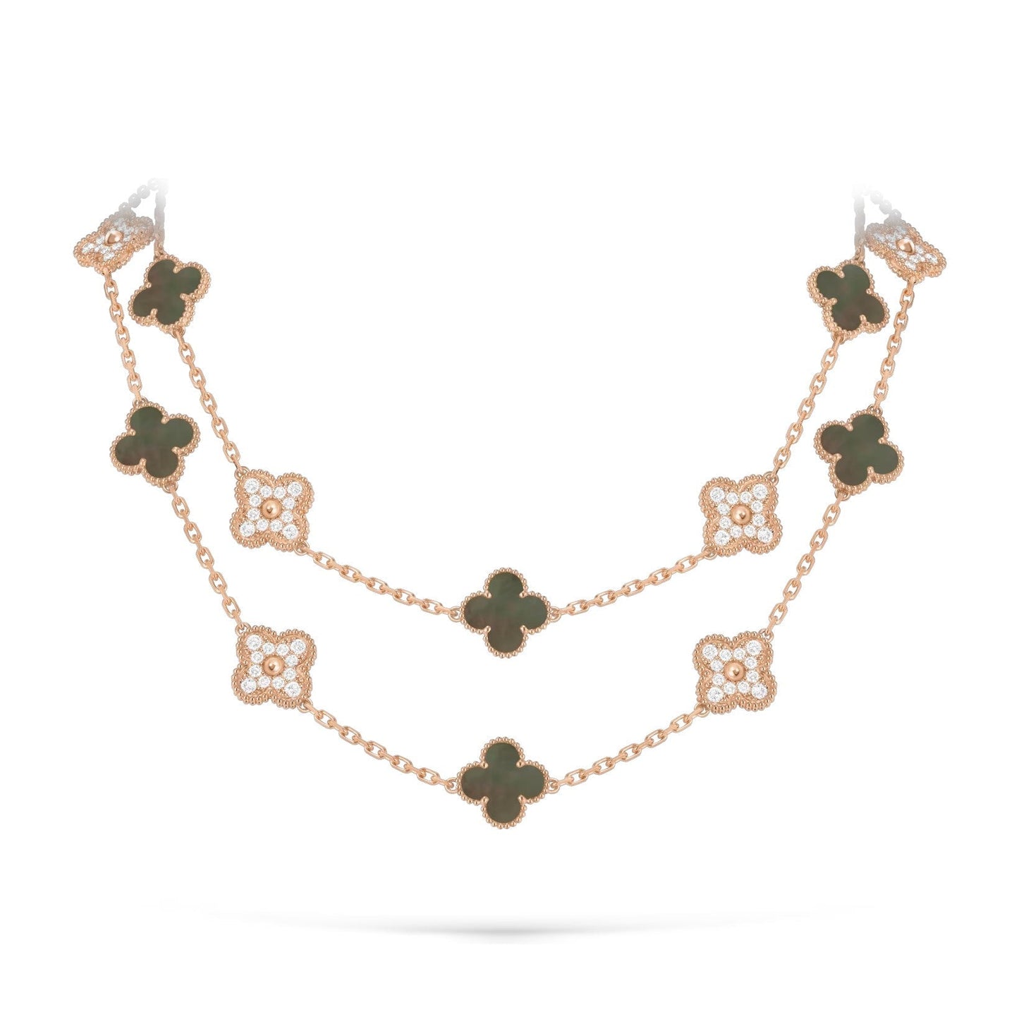 [Peak]CLASSIC 20-MOTIF LUCKY CLOVER LONG NECKLACE ROSE GOLD COLLECTION