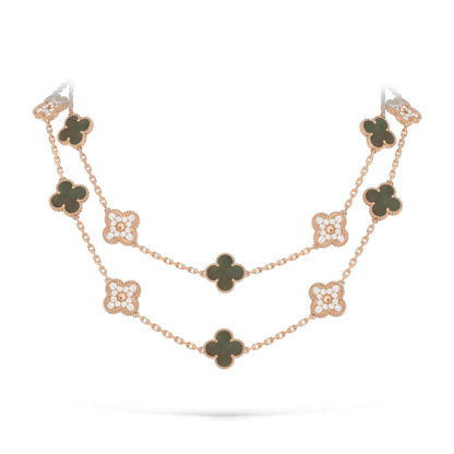 [Peak]CLASSIC 20-MOTIF LUCKY CLOVER LONG NECKLACE ROSE GOLD COLLECTION