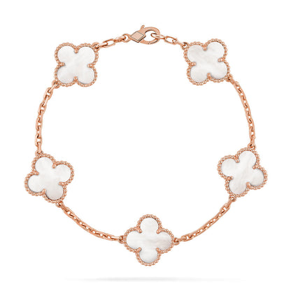 [Peak]LUCKY CLOVER 5-MOTIF BRACELET - WHITE MOTHER-OF-PEARL COLLECTION