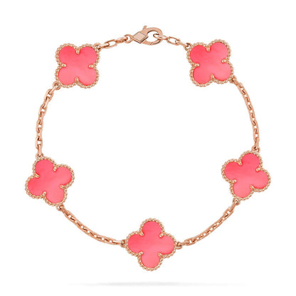 [Peak]LUCKY CLOVER 5-MOTIF BRACELET - PINK MOTHER-OF-PEARL COLLECTION