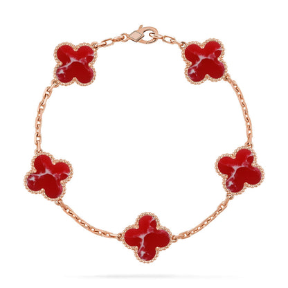 [Peak]LUCKY CLOVER 5-MOTIF BRACELET - RED LARIMAR COLLECTION