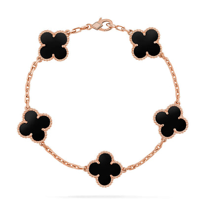 [Peak]LUCKY CLOVER 5-MOTIF BRACELET - BLACK OXNY COLLECTION