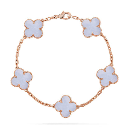 [Peak]LUCKY CLOVER 5-MOTIF BRACELET - PURPLE CHALCEDONY COLLECTION