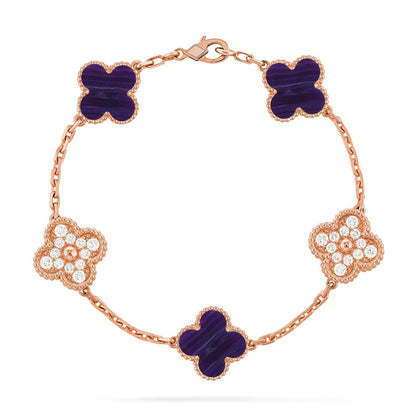 [Peak]LUCKY CLOVER 5-MOTIF BRACELET - CHAROITE COLLECTION