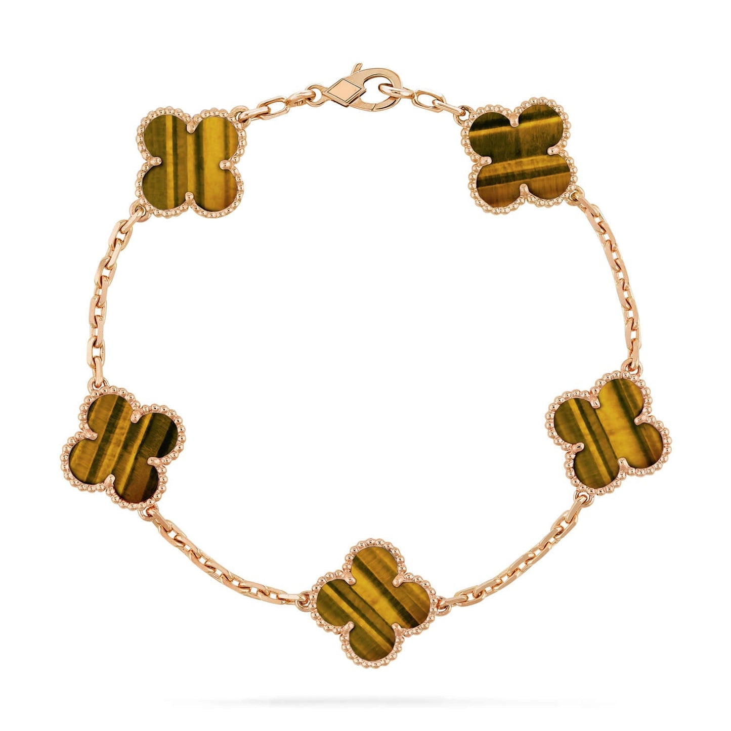 [Peak]LUCKY CLOVER 5-MOTIF BRACELET -  TIGER’S EYE COLLECTION