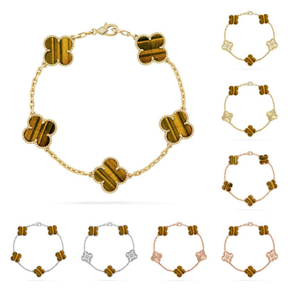[Peak]LUCKY CLOVER 5-MOTIF BRACELET -  TIGER’S EYE COLLECTION