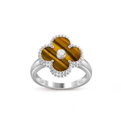 [Peak]LUCKY CLOVER DIAMOND-ACCENT WHITE GOLD RING COLLECTION