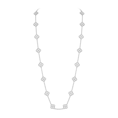 [Peak]CLASSIC 20-MOTIF LUCKY CLOVER LONG NECKLACE WHITE GOLD COLLECTION