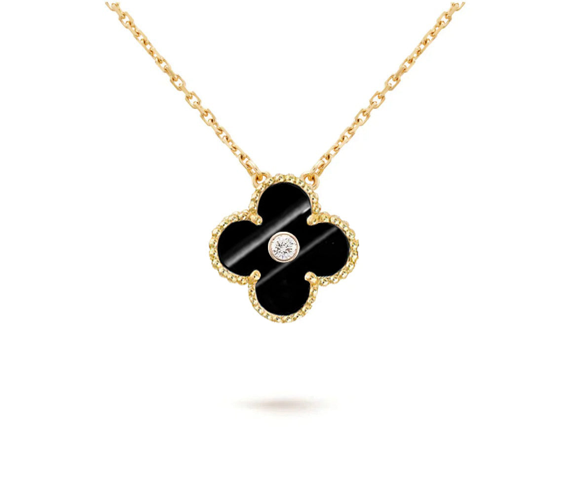[Peak]15MM CLOVER FLOWER DIAMOND PENDANT NECKLACE COLLECTION